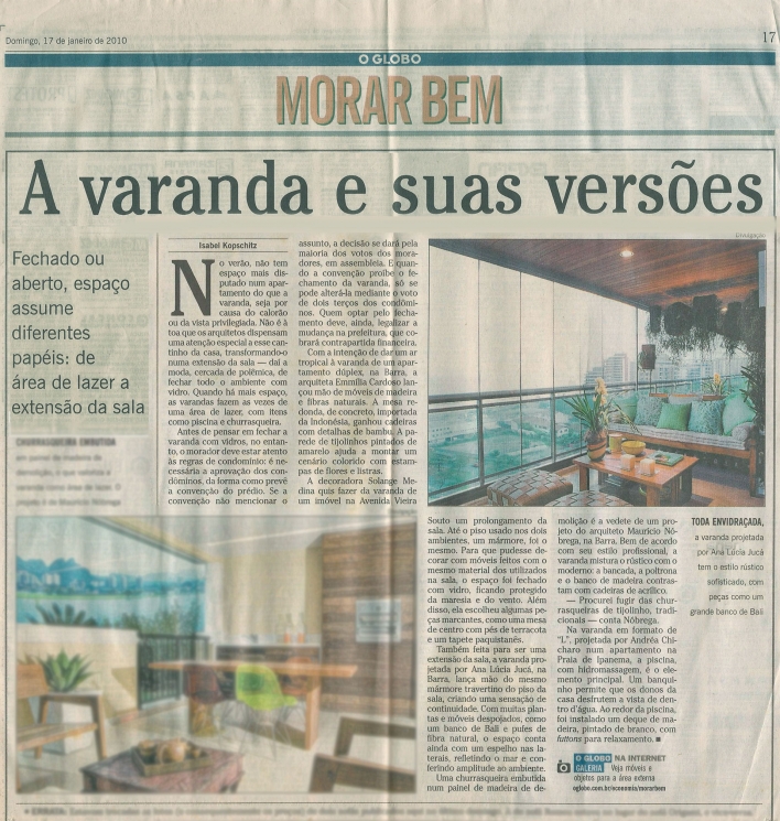 Ana Lúcia JucáO GLOBO – 17/01/2010