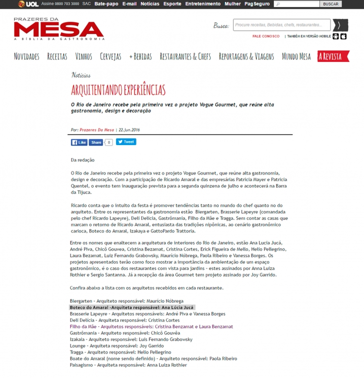 Ana Lúcia Jucá(Português do Brasil) UOL Prazeres da Mesa – 22/06/2016