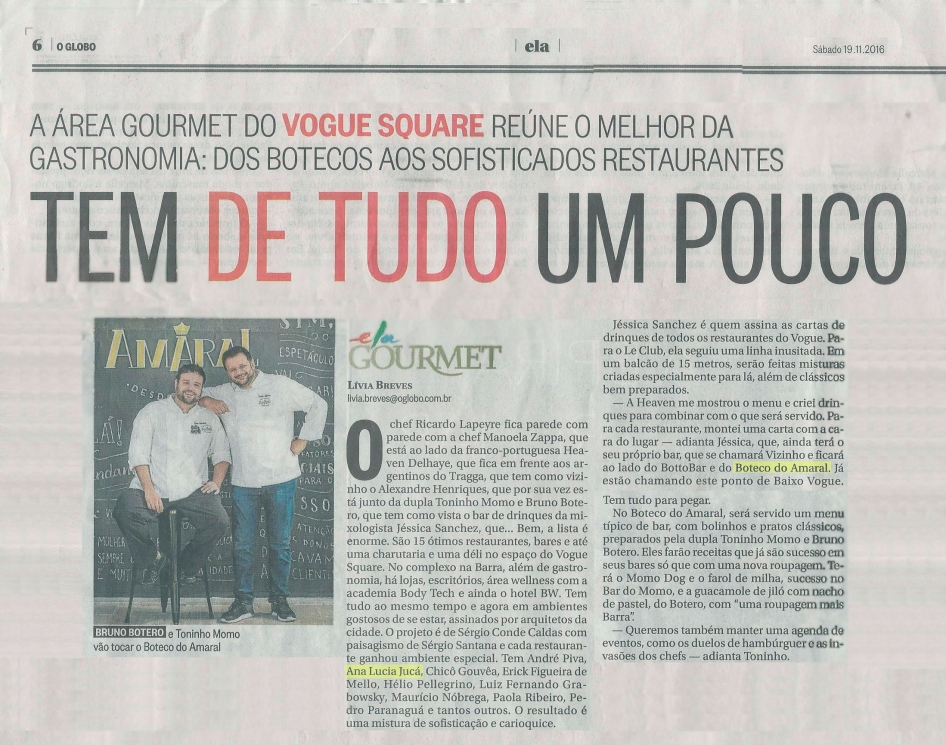 Ana Lúcia Jucá(Português do Brasil) O GLOBO – 19/11/2016